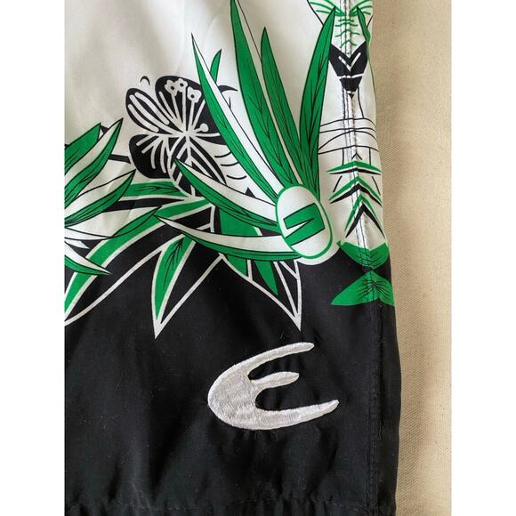 Exist Miami Mens Swim Shorts white Black Green Floral Size XXL - Picture 3 of 7